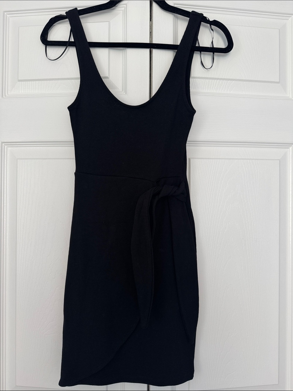 Zara Classic Black Sleeveless Tie-Waist Dress